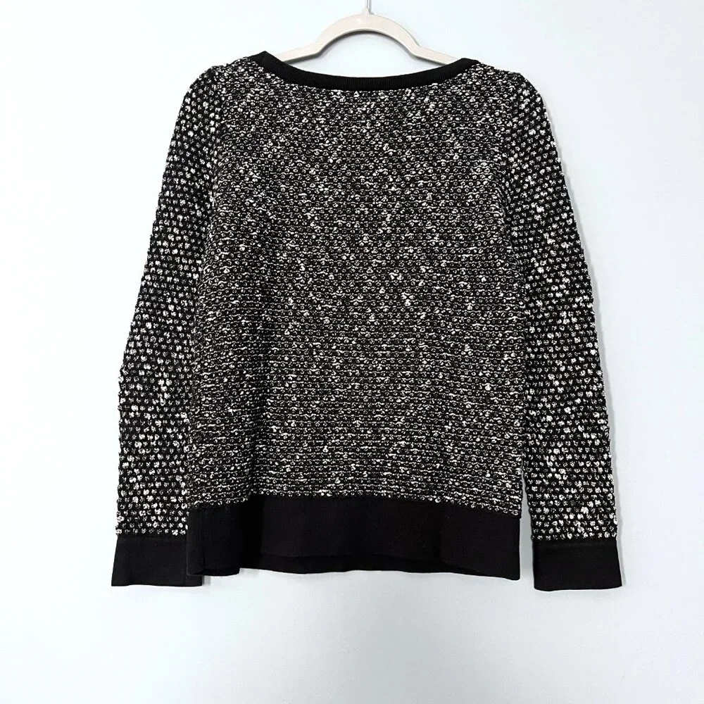LOFT Textured Knit Sweater (Black/White) M
